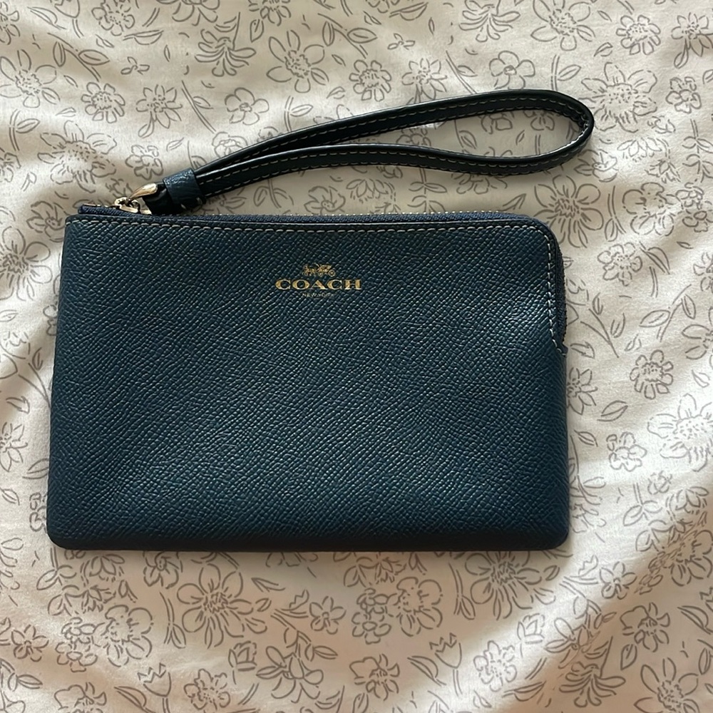 Blue coach wristlet